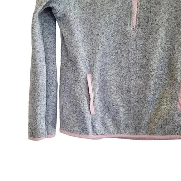 Athletic Works Girls Sweater Fleece Quarter Zip Pullover (Gray/Pink, XL, 14-16) - Picture 7 of 9